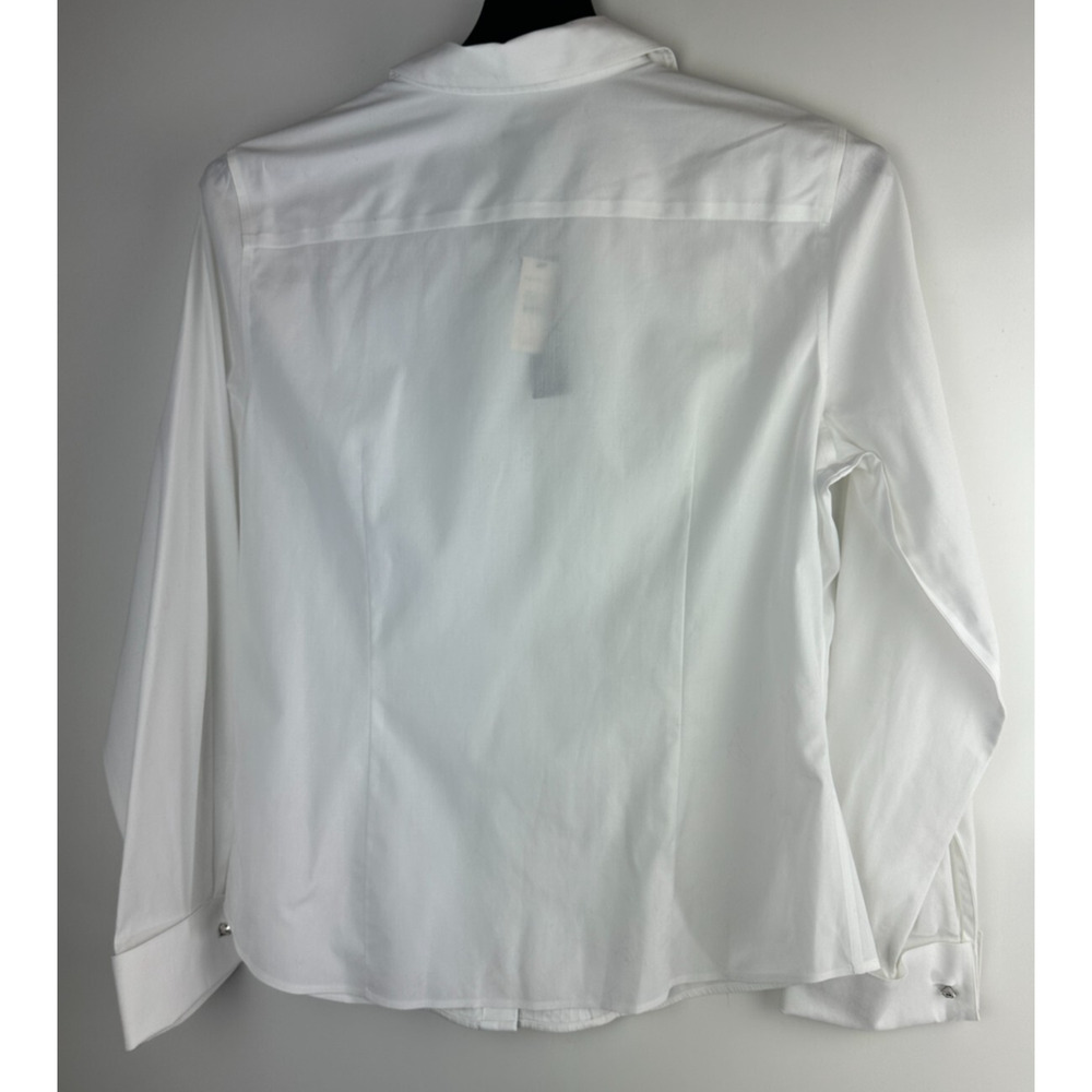 NWT Talbots Pleated Diamond Button Up Shirt LS Wrinkle Resistant White Size 14 - Picture 9 of 16